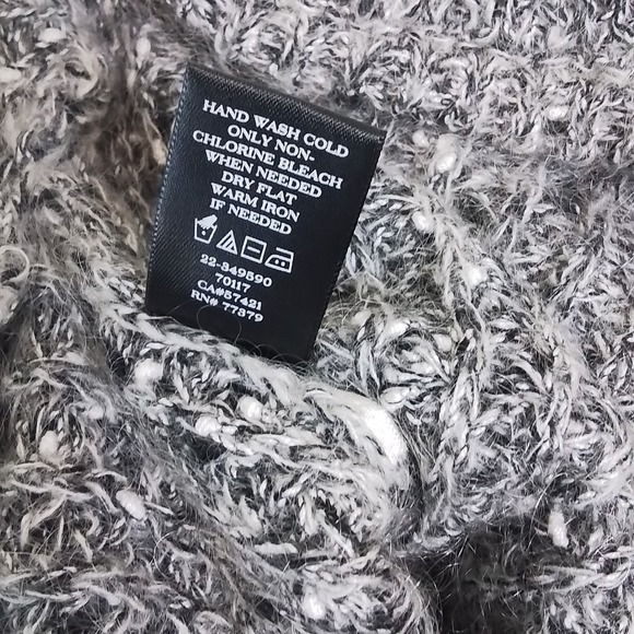 LOFT Casual Loose Knit Sweater XS Gray White High Low Hem Mohair Wool - Picture 12 of 12